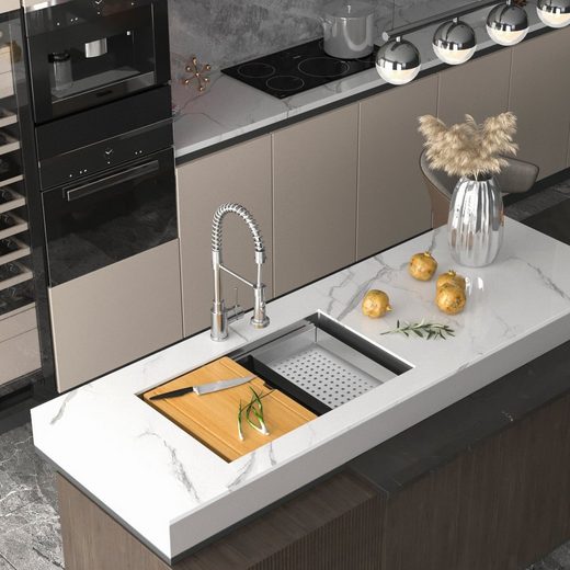 Torva Küchenspüle »Einbauspüle handgefertigt aus Edelstahl 76,2 x 45,7