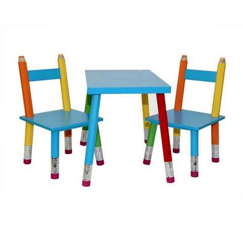 HTI-Line Kindersitzgruppe Kindertischgruppe Buntstift, (3-tlg., 1 Tisch und 2 Stühle), Kinderstuhl Kindertisch Kindermöbel