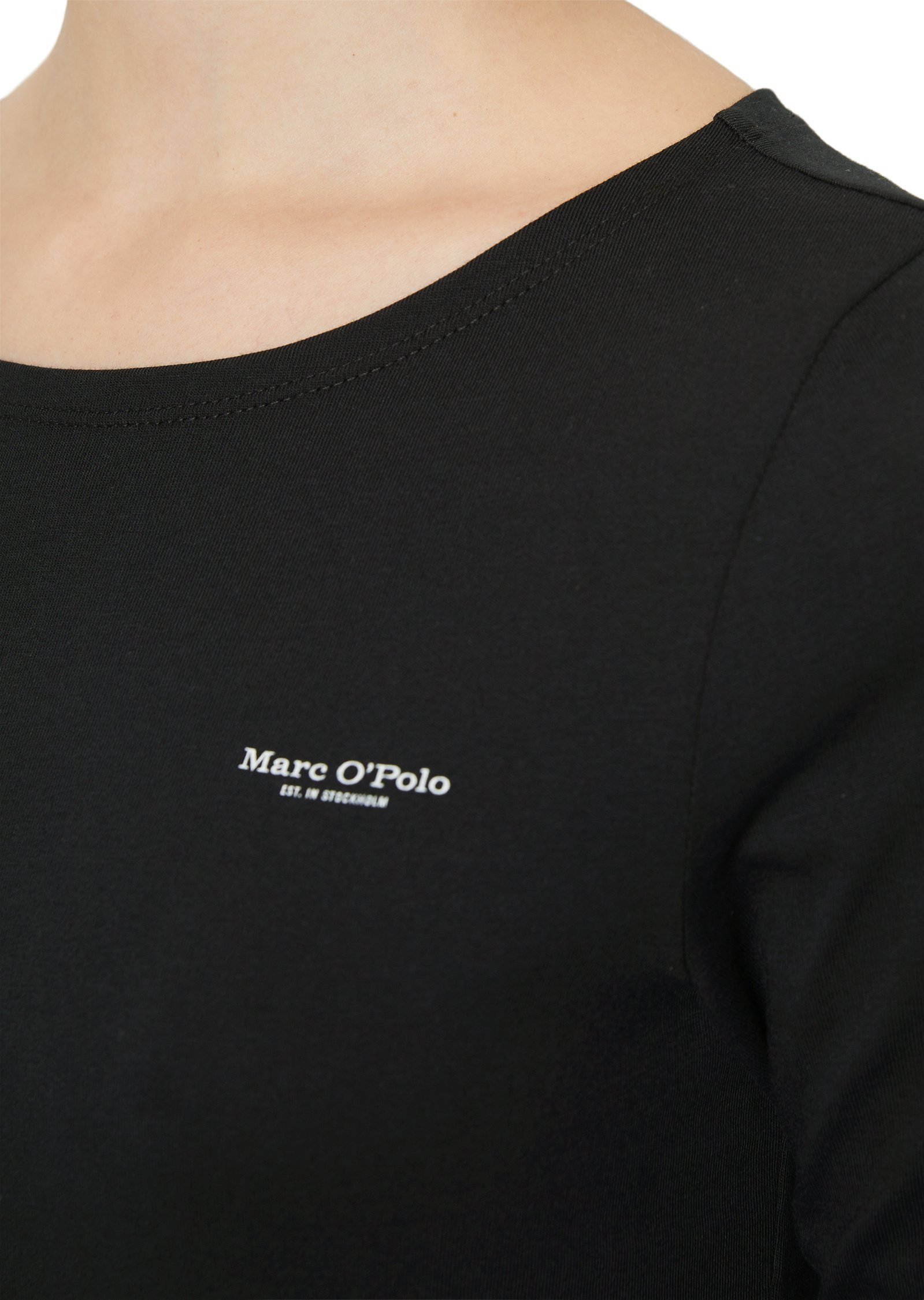 aus Marc Organic-Cotton-Single-Jersey schwarz Langarmshirt O'Polo