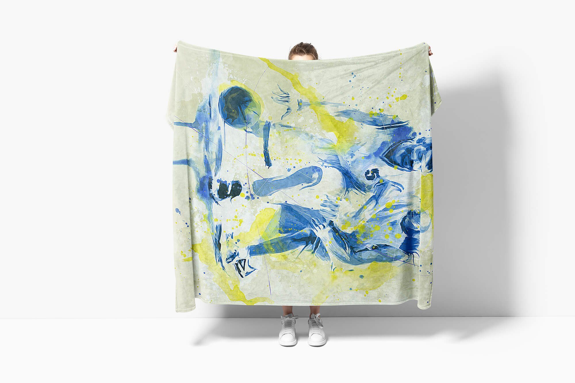 Spo, Sinus Basketball I Art Handtuch Baumwolle-Polyester-Mix Kuscheldecke Handtücher Handtuch Saunatuch Strandhandtuch Kunstvoll Sport SplashArt (1-St),