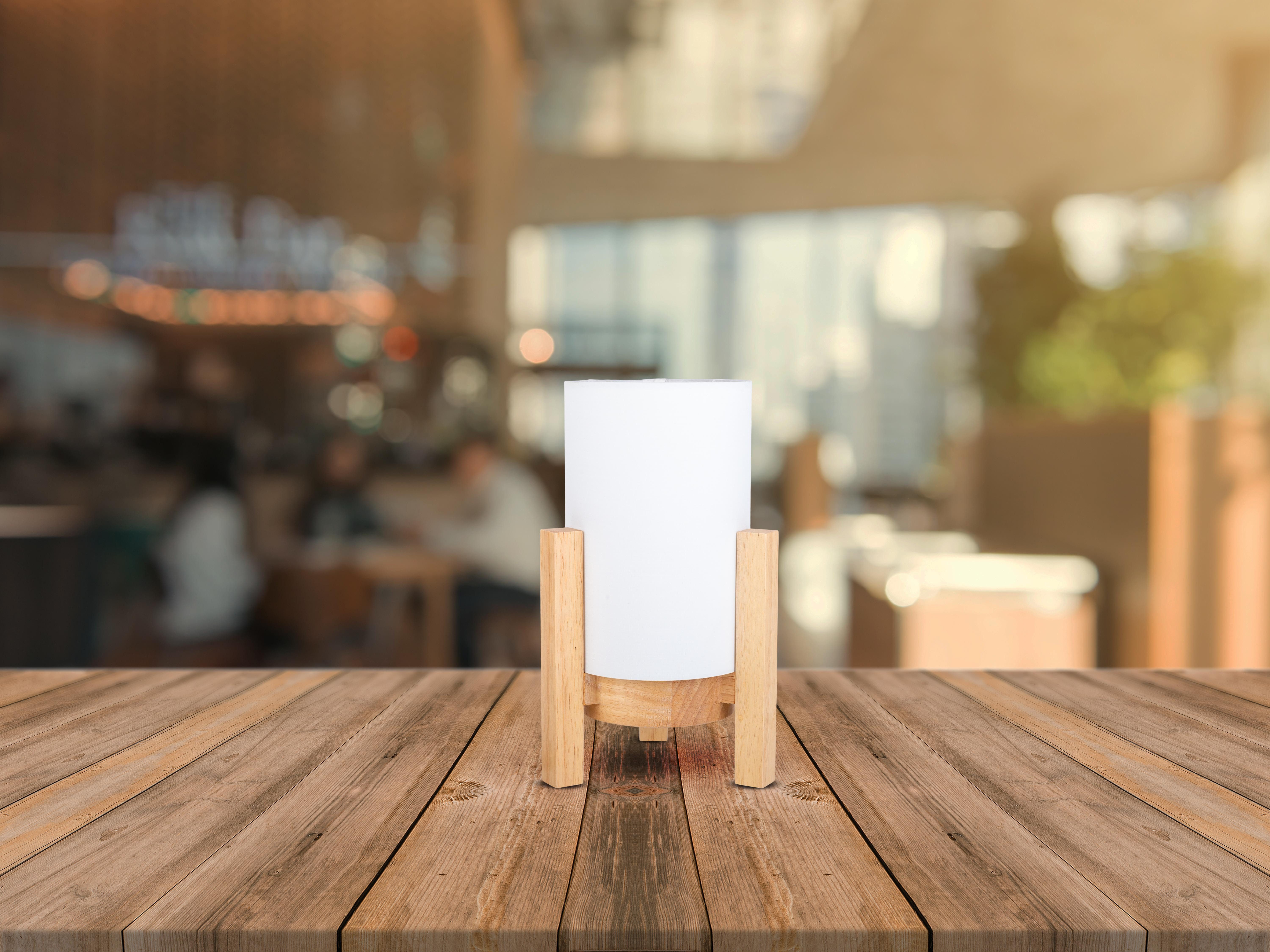näve LED Tischleuchte Madita, Ein-/Ausschalter, LED wechselbar, Warmweiß, Akkubetrieb, inkl. USB-C-Kabel, Holzgestell, Textilschirm, dimmbar