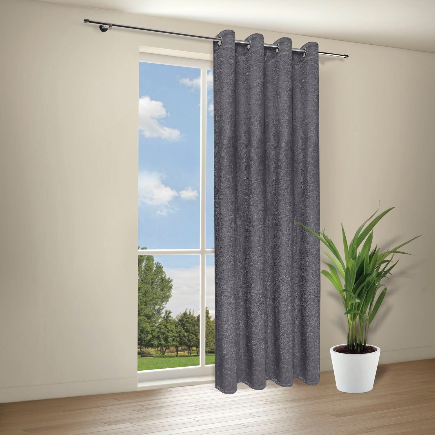 Gerster Gardine Caron (1 St), Ösen, blickdicht, Wirkware, Deko Ösenschal "Caron" mit Prägung