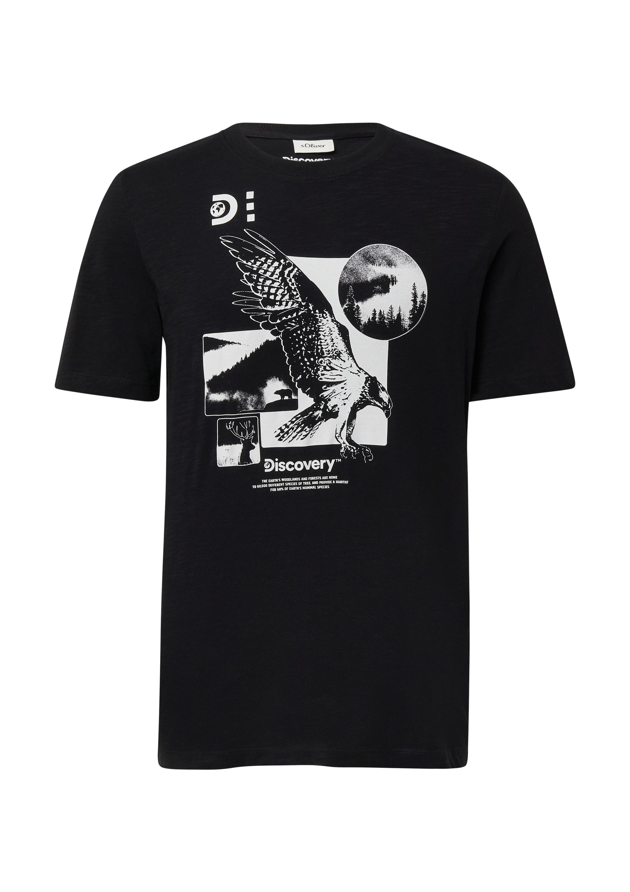 s.Oliver Kurzarmshirt T-Shirt T-Shirt mit Flammgarnstruktur und Artwork günstig online kaufen