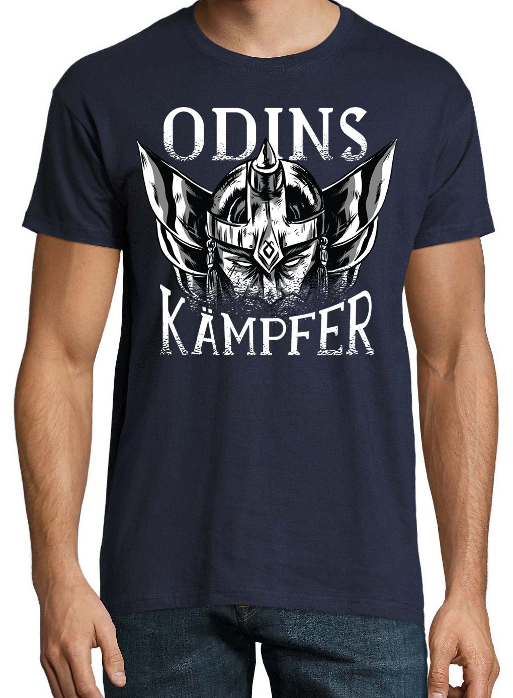 Youth Designz Kämpfer T-Shirt Trendigem Navy Herren Odins mit Frontdruck T-Shirt