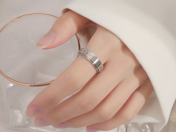 Eyecatcher Fingerring Anti Stress Ring. Drehbarer Ring mit Runen silber