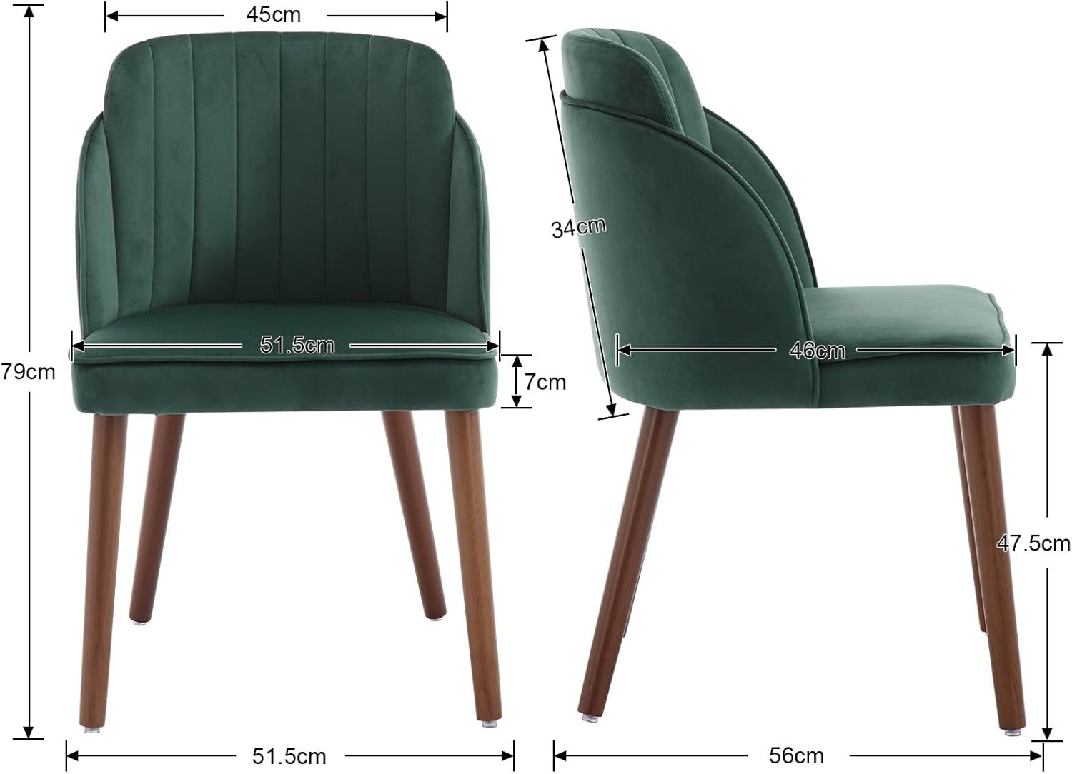 CHAIRUS Polsterstuhl Retro-Samtstühle 2er-Set mit Holzbeinen für Küche & Wo günstig online kaufen