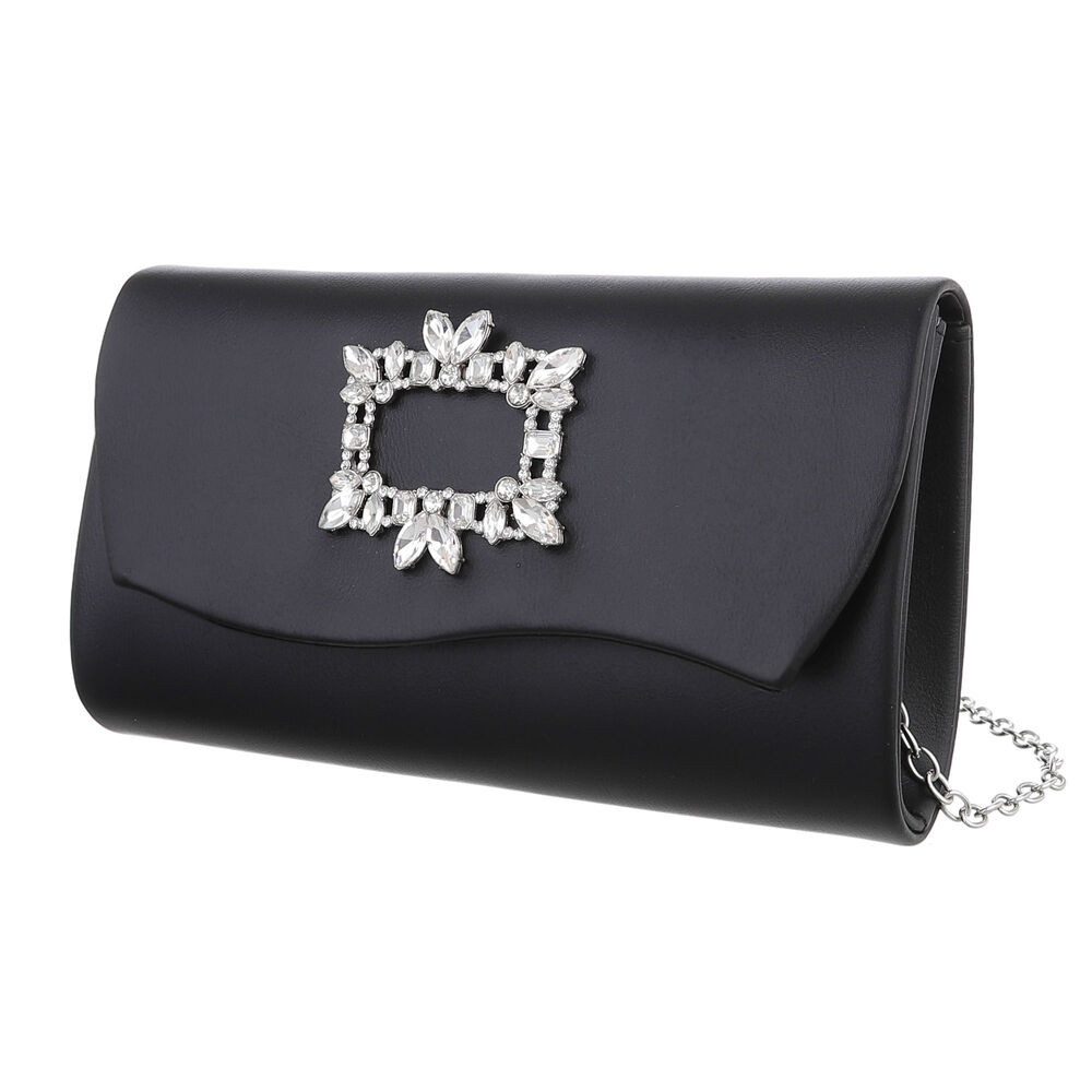 Ital-Design Schultertasche Kleine, Damentasche clutch schultertasche mit strass in Schwarz