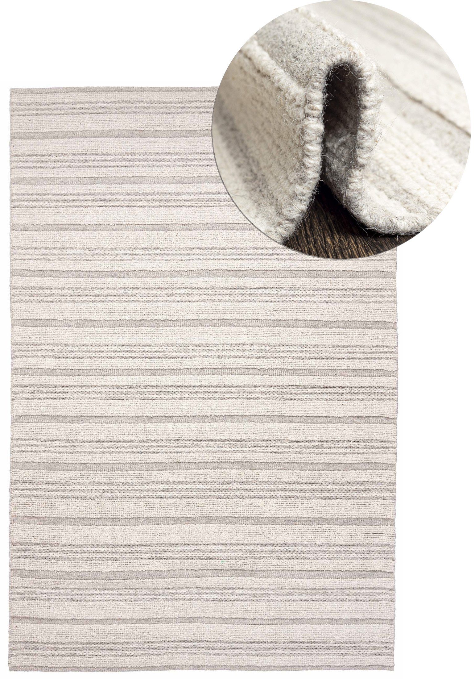 Mazovia Designteppich Wollteppich Japandi, Handwebteppich Naturprodukt Wolle, 80 x 150 cm