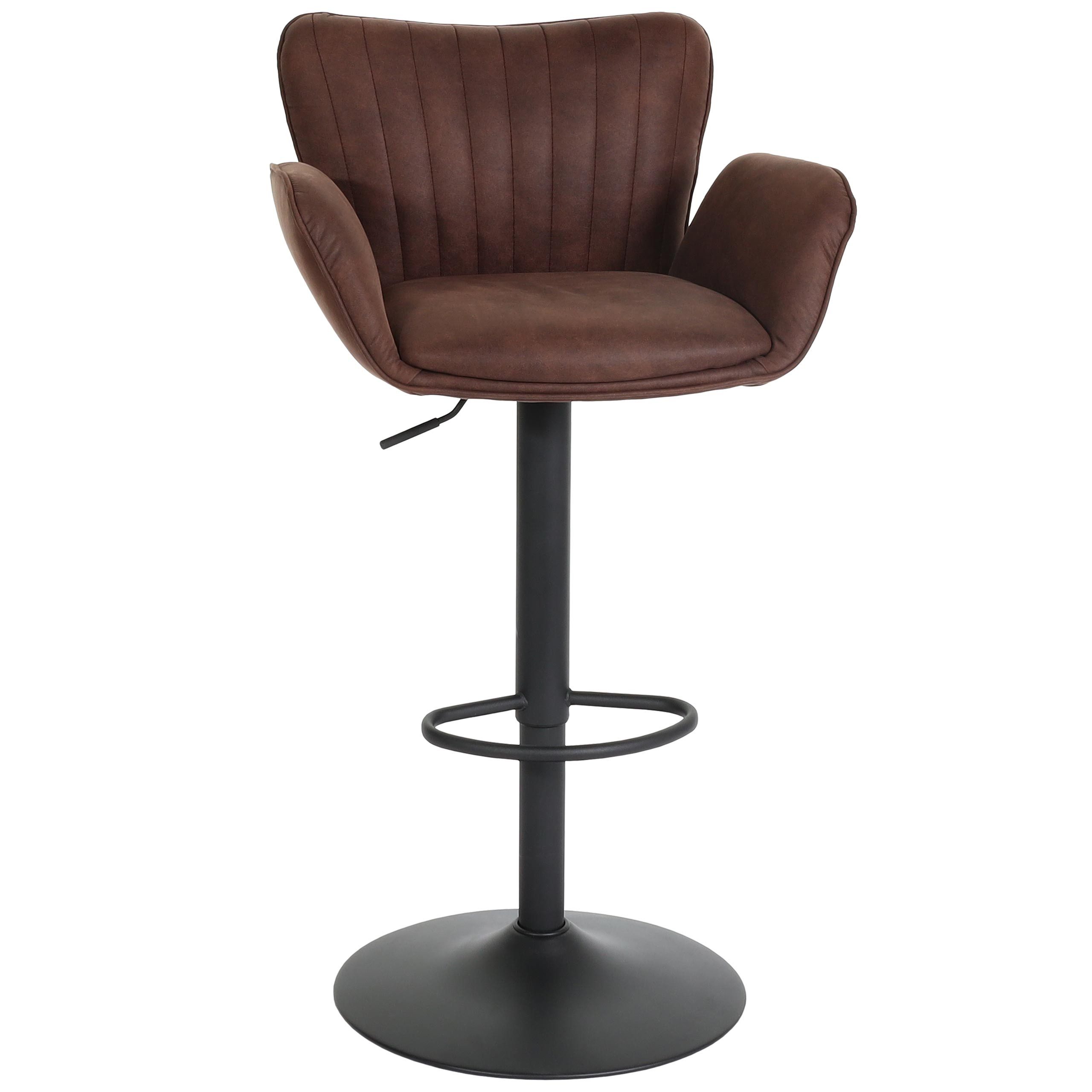 PROREGAL® Barhocker gepolstert mit Lehne, Sitzhöhe 66-90cm mit Armlehne, drehbar (1 St), 360° drehbar, stufenlos höhenverstellbar, ein echter Hingucker