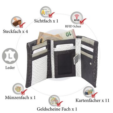 Sunsa Geldbörse Leder Geldbeutel Portemonnaie Brieftasche, echt Leder, mit RFID-Schutz, in eleganten Design, zeitlos