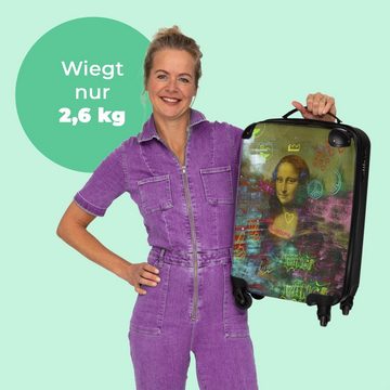 NoBoringSuitcases.com© Handgepäckkoffer Graffiti - Mona Lisa - Abstrakt - Straßenkunst - Alte Meister 55x35x20, 4 Rollen, Koffer mit 4 rollen, Erwachsenen trolley, Reisekoffer