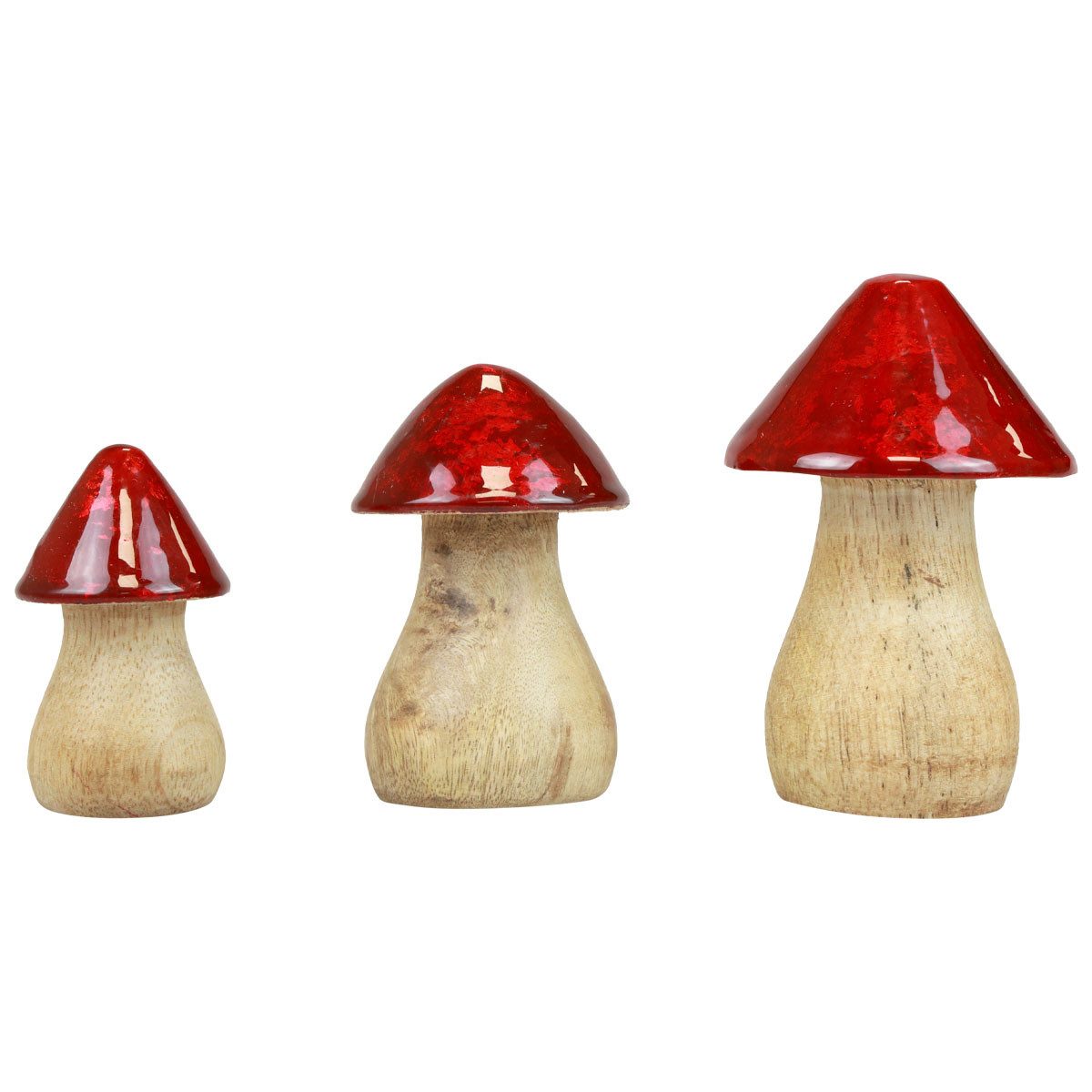 Streudeko Deko Pilze Holzpilze Rot Glanz Herbstdeko Set Tischdeko 6/8/10cm