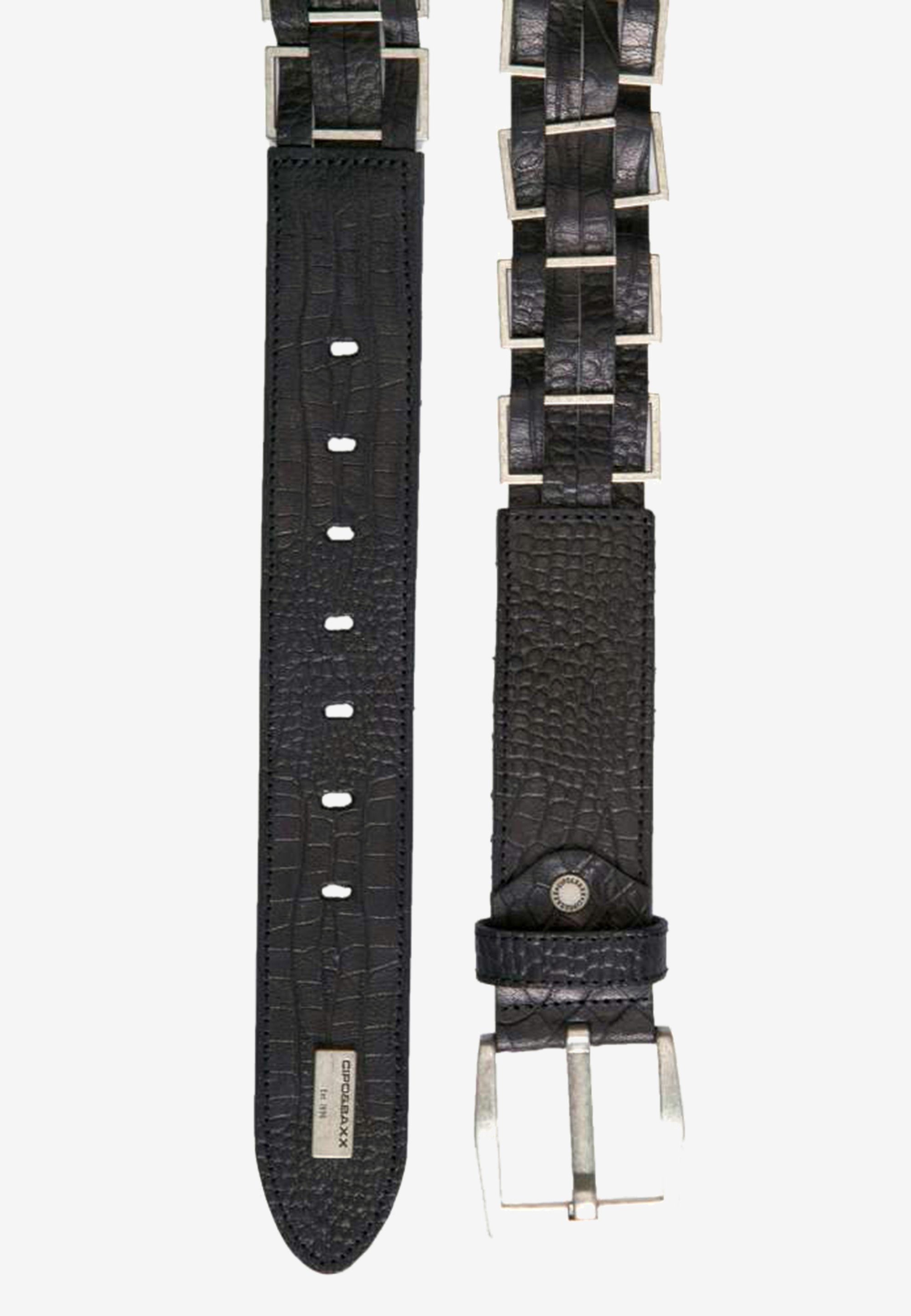 Cipo & Baxx Ledergürtel mit modischen schwarz Metall-Elementen