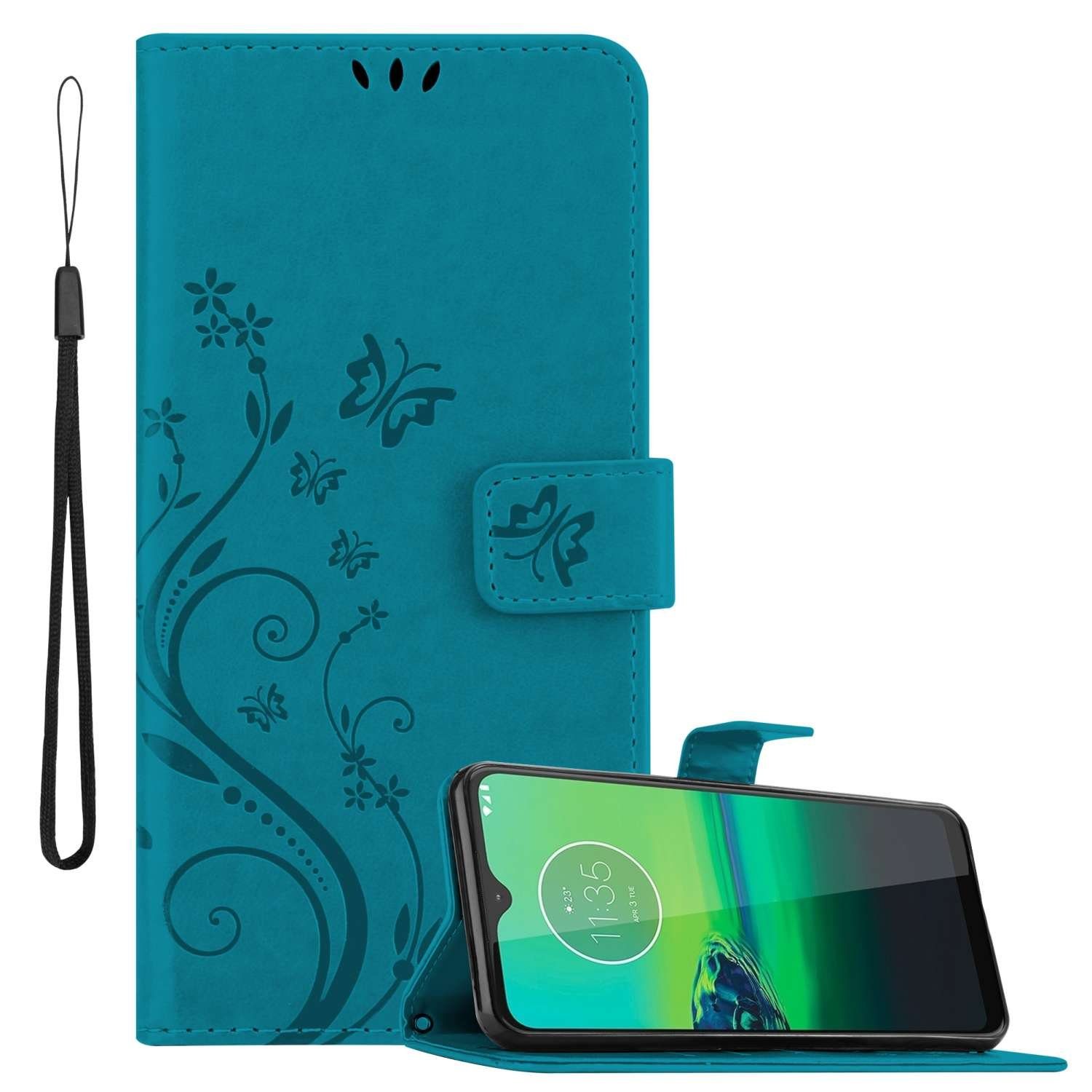 Cadorabo Handyhülle für Motorola MOTO G8 Hülle Motorola MOTO G8, Hülle Schutzhülle Blumen Flower mit Standfunktion Kartenfach Magnet