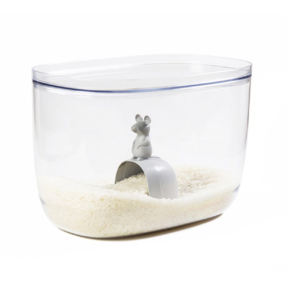 Qualy Design Vorratsdose Lucky Mouse, (Behälter, Dose, mit "Lucky Mouse" Löffel), lebensmittelecht, kombiniert stapelbar