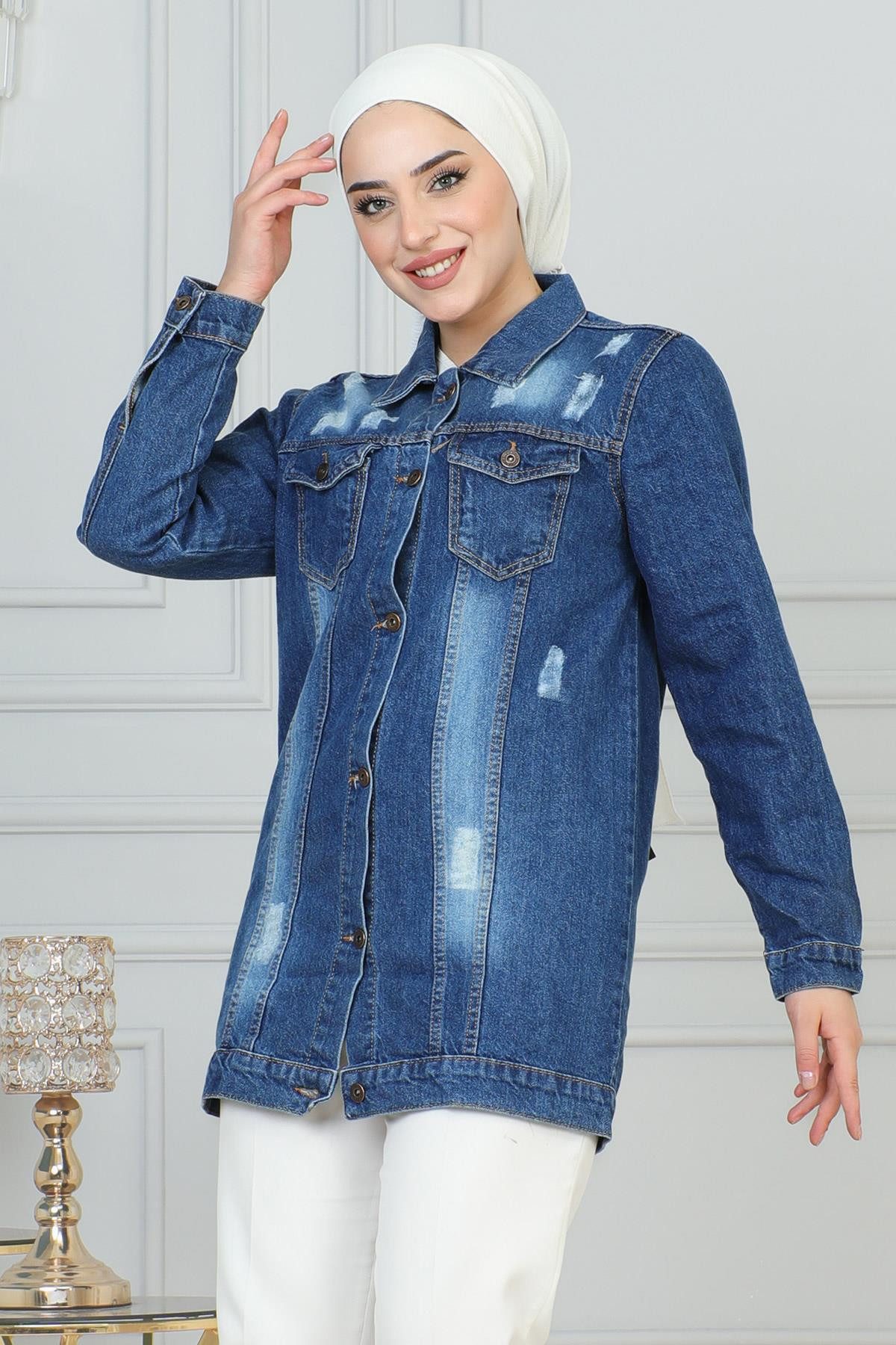 Winterjacke Knopfleiste Jeansjacke