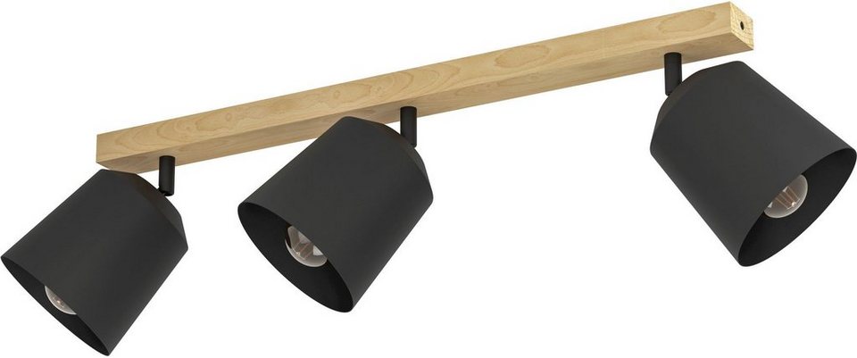 EGLO Deckenspot COTORRO, Leuchtmittel wechselbar, ohne Leuchtmittel,  Deckenspot in braun und schwarz aus Holz, Stahl - exkl. E27 - 3X25W