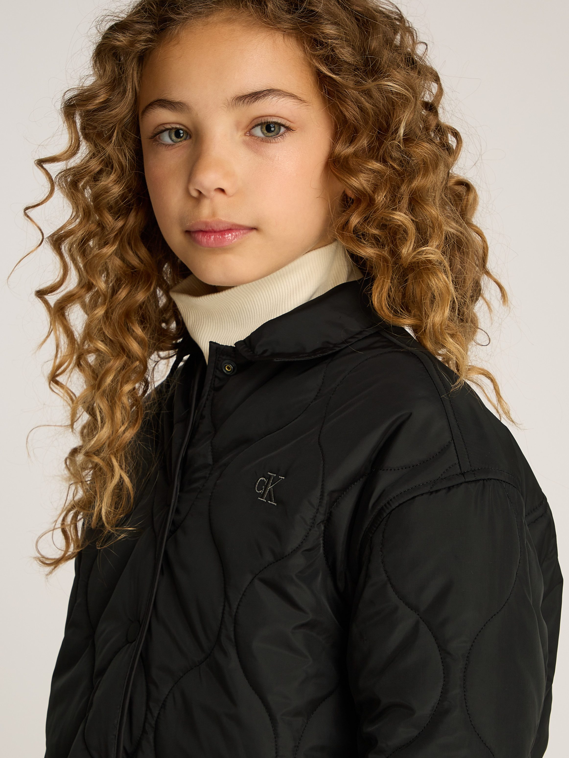 Calvin Klein Jeans Steppjacke QUILTED OVERSHIRT für Kinder bis 16 Jahre mit Logoschriftzug