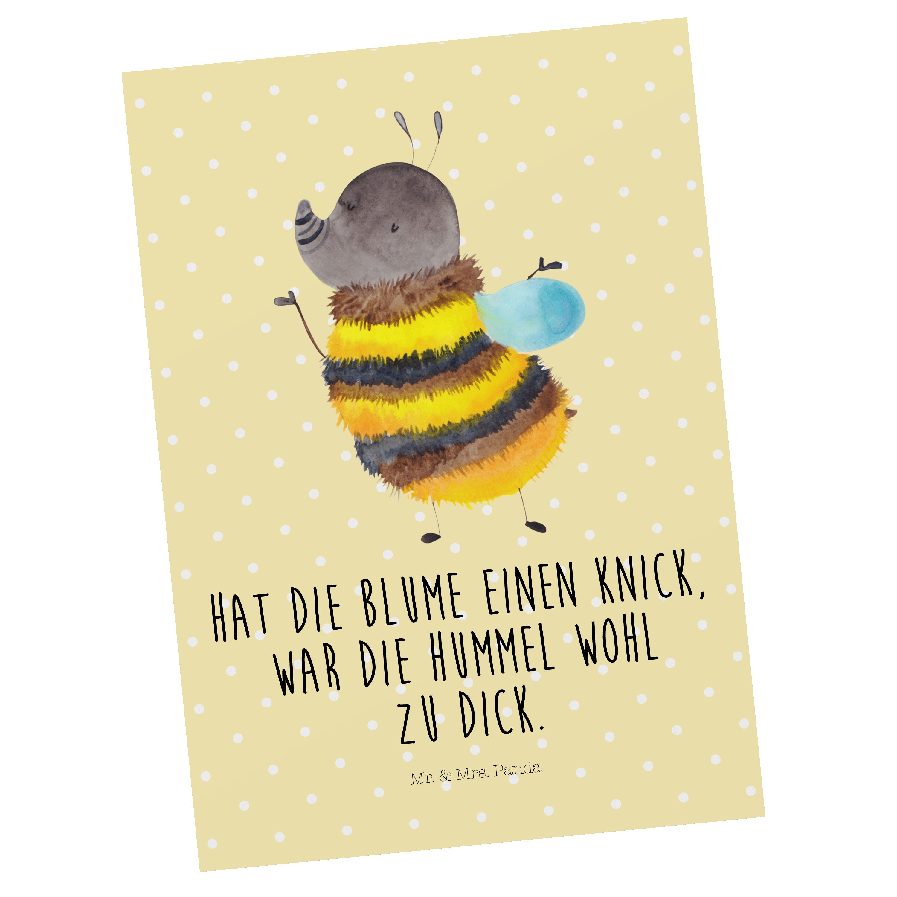 Mr. & Mrs. Panda Postkarte Hummel flauschig, Postkarte, Gelb Pastell, Blume, Grußkarte, Postkart, Biene Fotokarte Geschenk