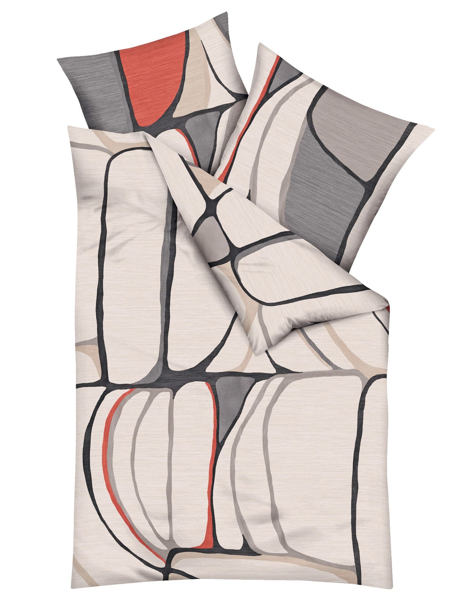 JACK Bettwäsche 135x200cm Opalith Natur Grafik Kaeppel, Biber, 2 teilig, mo günstig online kaufen