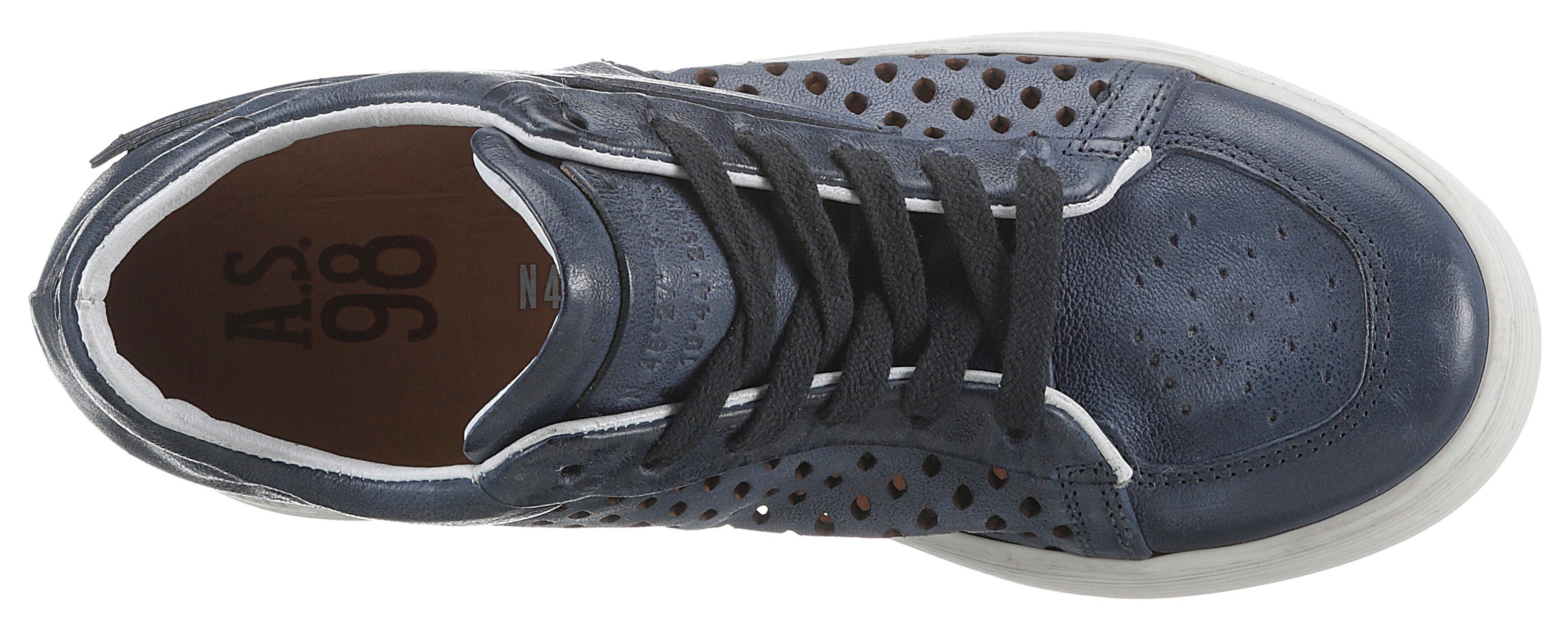 Sneaker A.S.98 used Lochmuster mit ASZEPPA dunkelblau-weiß