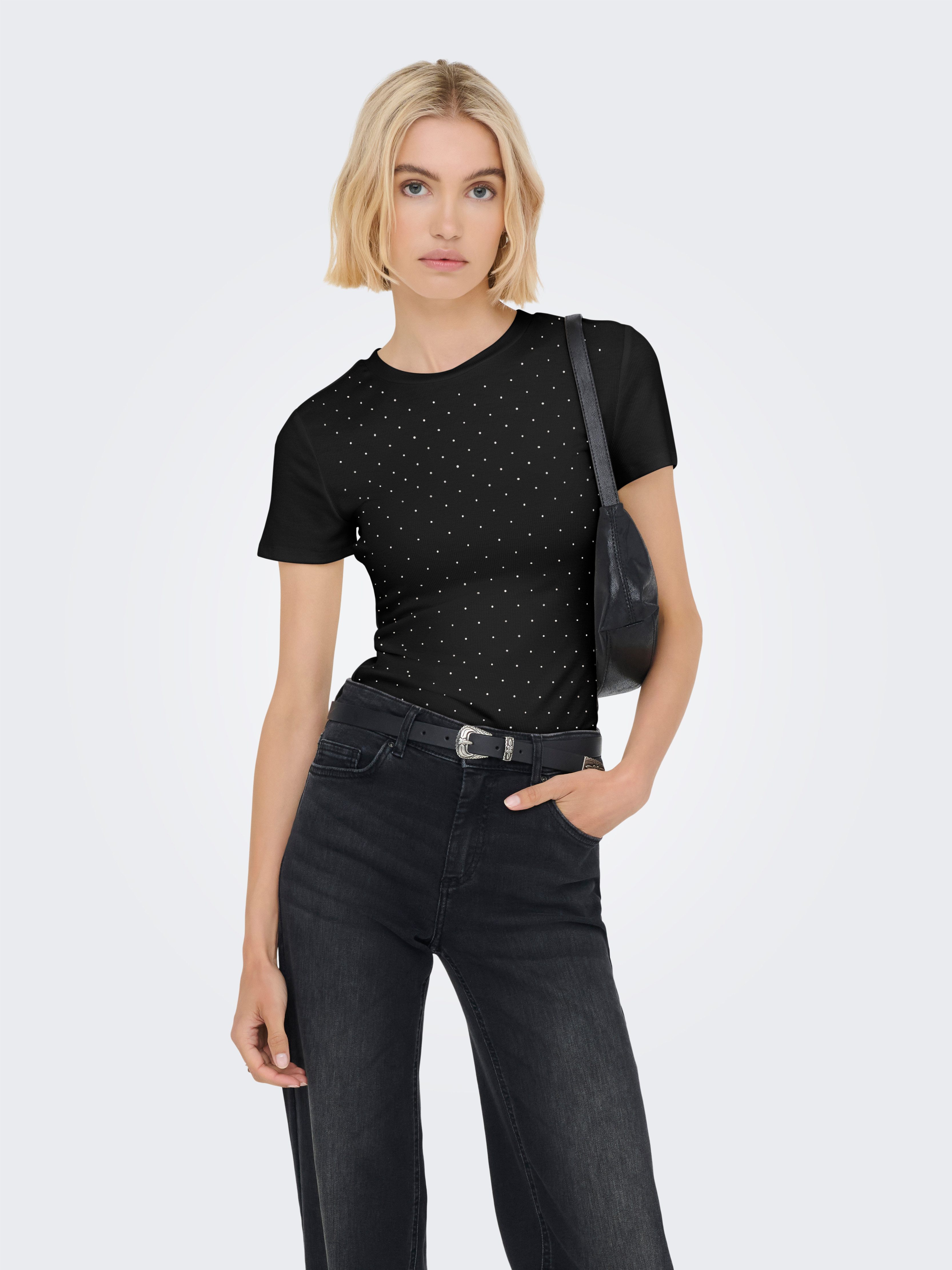 ONLY Kurzarmshirt ONLARNHEM S/S RHINESTONE TOP günstig online kaufen