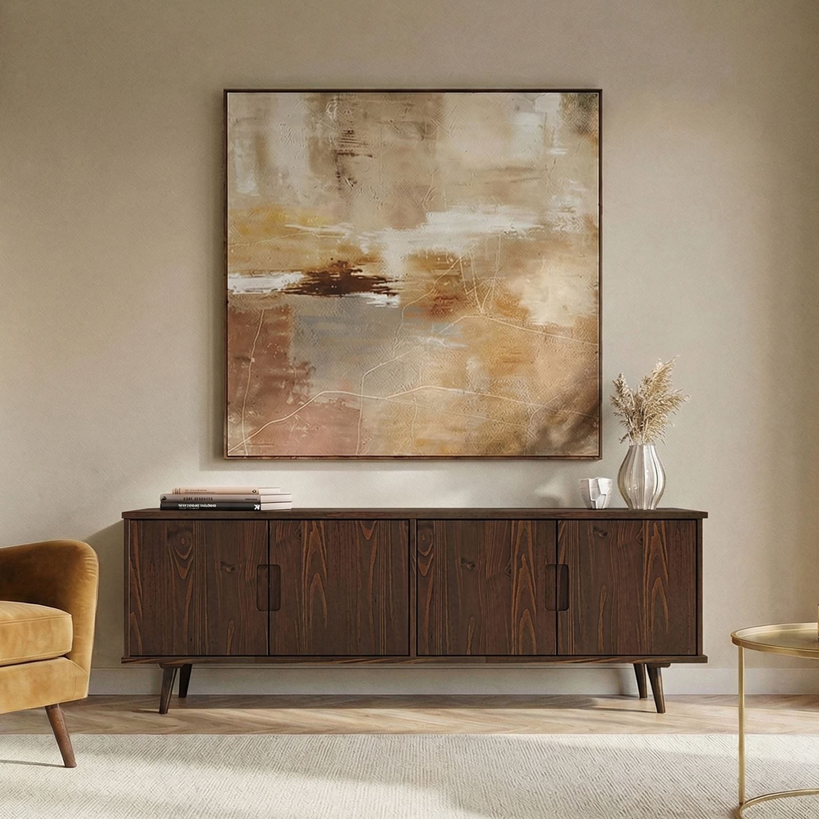 IDIMEX Lowboard TIVOLI, Sideboard 150 cm aus Massivholz mit Einlegeböden Nussbaum Finish