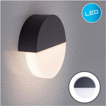 näve LED Außen-Wandleuchte Sobrio, LED fest integriert, Warmweiß, Wandleuchte, Terrasse, anthrazit, Ø: 18cm, LED warmweiß