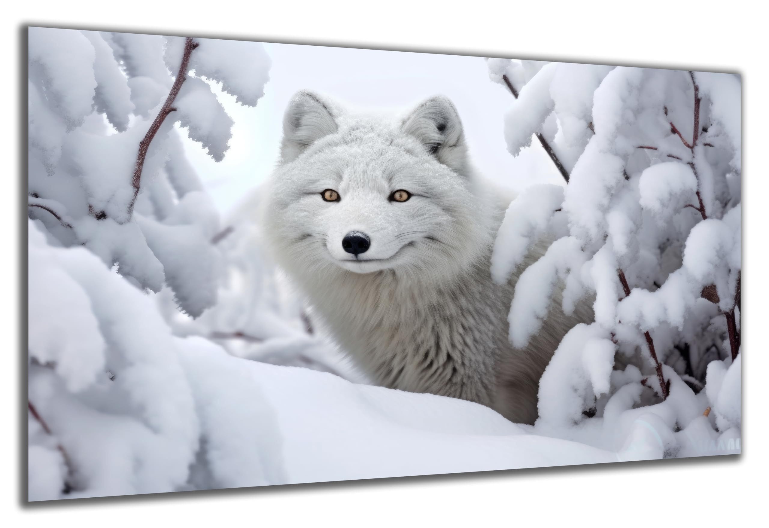 DARO Design Wandbild Wolf Wandbilder Wand Deko Bilder Geschenk Modern Leinwandbild, (Schnee-Wolf weiß - Bild klein Wohnzimmer Schlafzimmer Büro Flur Esszimmer Einteilig Querformat Fotodruck Wolf), 30x20 cm