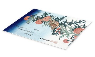 Posterlounge Poster Katsushika Hokusai, Vogel und Distel, Malerei
