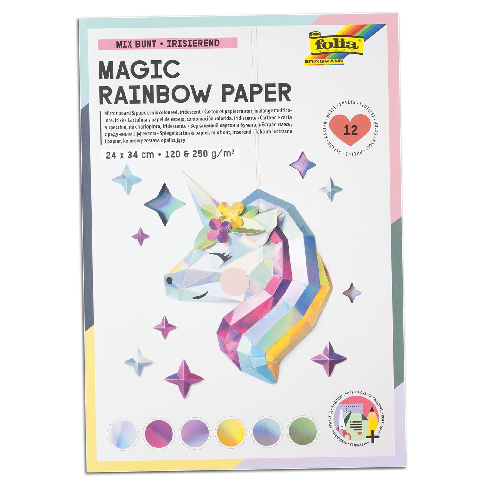 Folia Transparentpapier folia Regenbogen-Papier Block MAGIC RAINBOW, 240 x 340 mm
