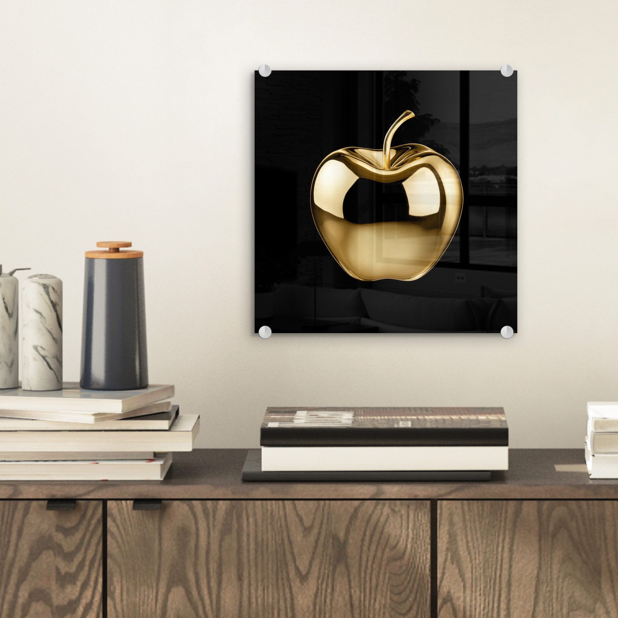 MuchoWow Acrylglasbild Apfel - Gold - günstig online kaufen