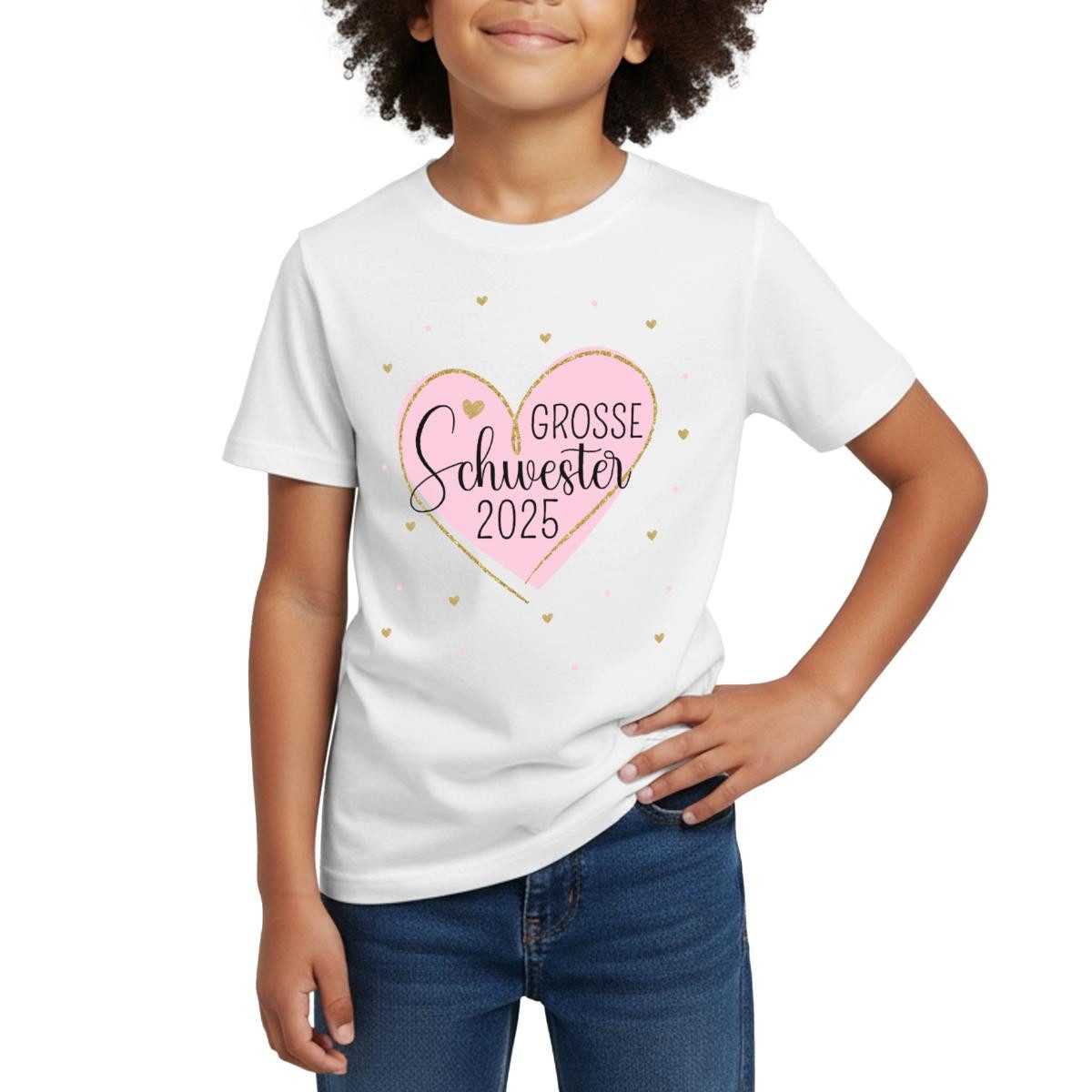 T-Shirt Große Schwester 2025 Herz Geschwister Kinder T-Shirt