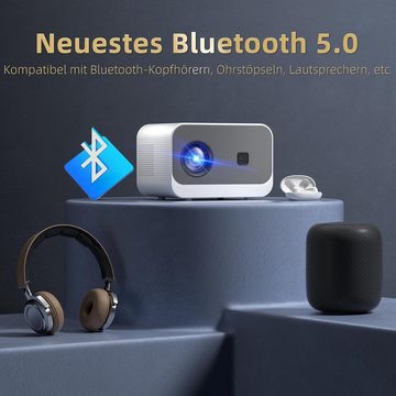 sainyer 5G WiFi Mini Bluetooth Portabler Projektor (18000 lm, 1920x1080 px, Mit elektrischem Fokus, ±60° Keystone-Korrektur, und 300” Anzeigezoom)