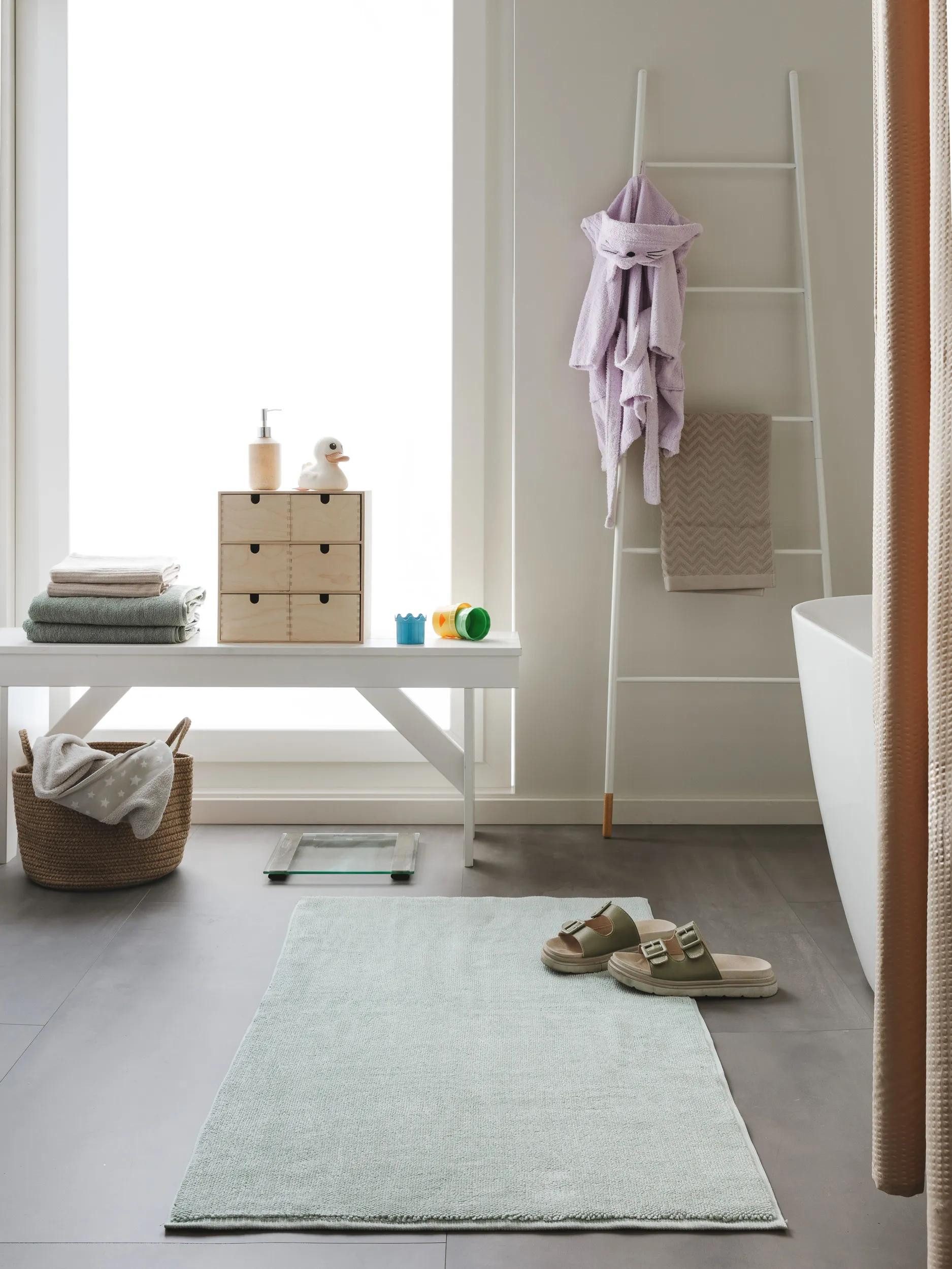 benuta Badematte Ole, Höhe 21 mm, Baumwolle, rechteckig, 100% Baumwolle, Uni, Minimalistisch, Badezimmer