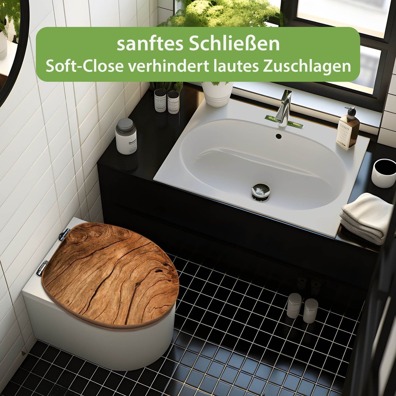 banjado WC-Sitz aus Bambus mit Absenkautomatik Motiv Trockenes Holz (umwelt günstig online kaufen