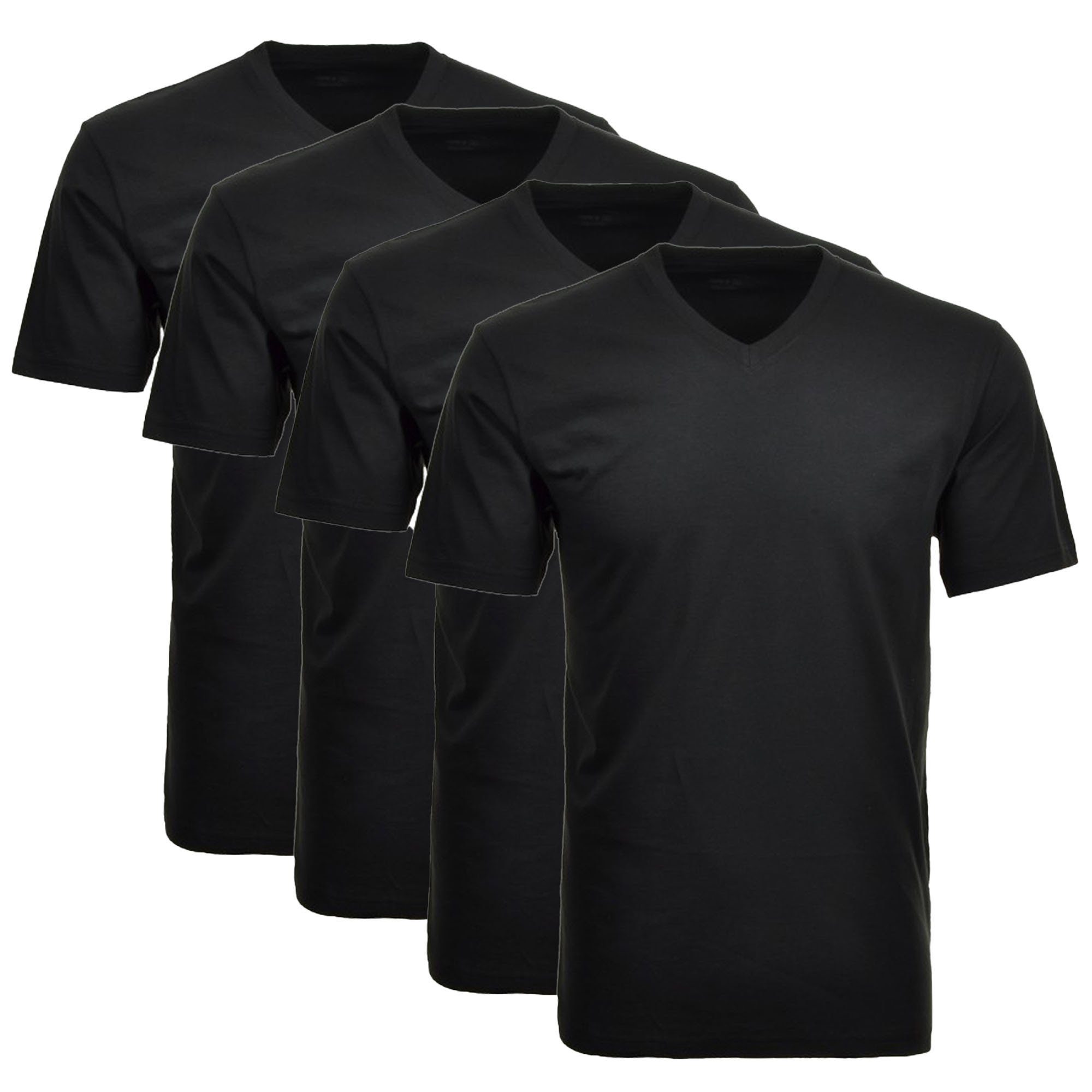 RAGMAN T-Shirt Herren T-Shirt 2er - Schwarz Arm, Pack 1/2 Unterhemd
