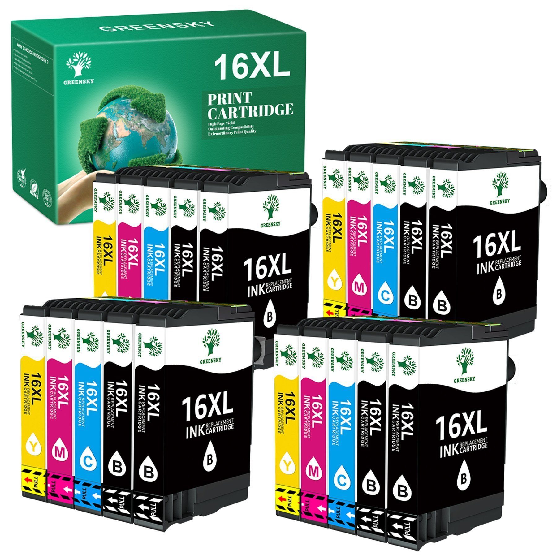 Greensky 16 XL 16XL (0-tlg) WF-2650 WF-2520 Tintenpatrone WF-2660 EPSON für