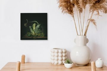 OneMillionCanvasses® Leinwandbild Gemälde - Stillleben - Blume - Grün - Wanddekoration, (1 St), Leinwand Bilder für Wohnzimmer Schlafzimmer