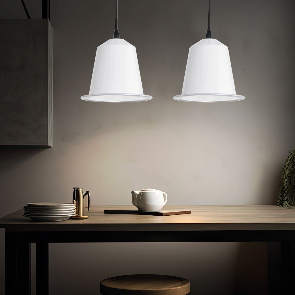 LED LED etc-shop Set Pendellampe Leuchtmittel 3er Warmweiß, Wohnzimmerlampe Hängelampe weiß inklusive, Pendelleuchte, Esstischlampe