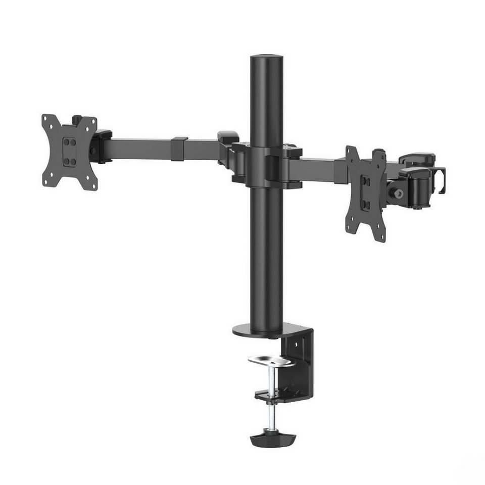 Hama Bildschirmhalterung, 2 Monitore, Doppelarm Schwarz Monitor-Halterung,  (bis 35 Zoll), Stufenlose Höhenverstellung bis 40 cm, ausziehbar bis 49 cm