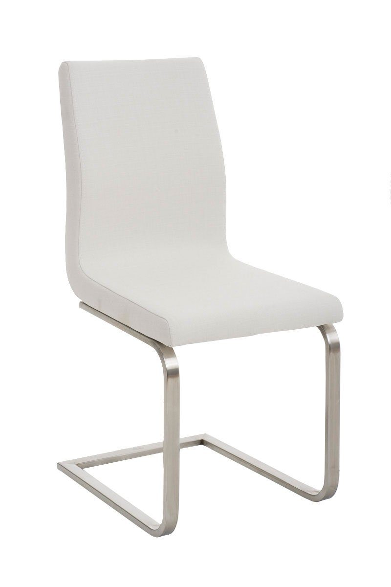 Esszimmerstuhl Belfast - Stoff Wohnzimmerstuhl Freischwinger), Sitzfläche Sitzfläche: Edelstahl - weiß Konferenzstuhl (Küchenstuhl hochwertig gebürstet - Metall Gestell: gepolsterter mit TPFLiving - matt