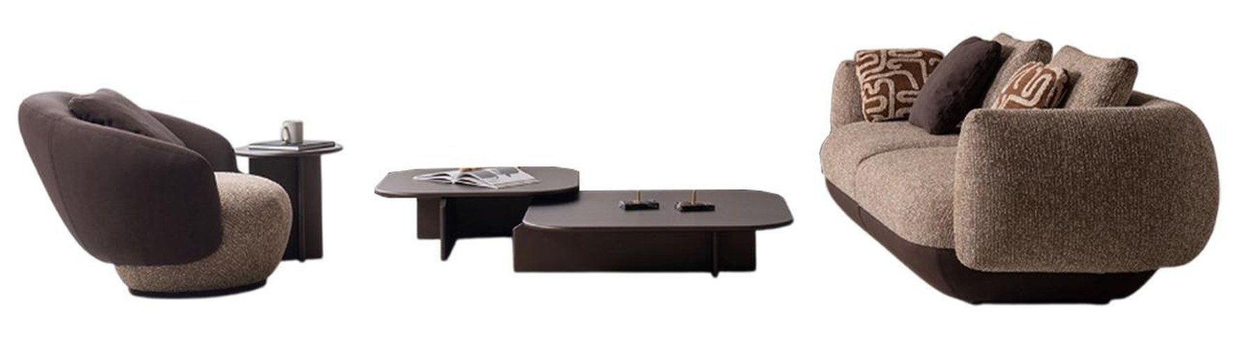 Xlmoebel Polstergarnitur Designer Wohnzimmer Sofa mit Relaxsessel und 2 Tischen, (4-tlg), Made in Europa