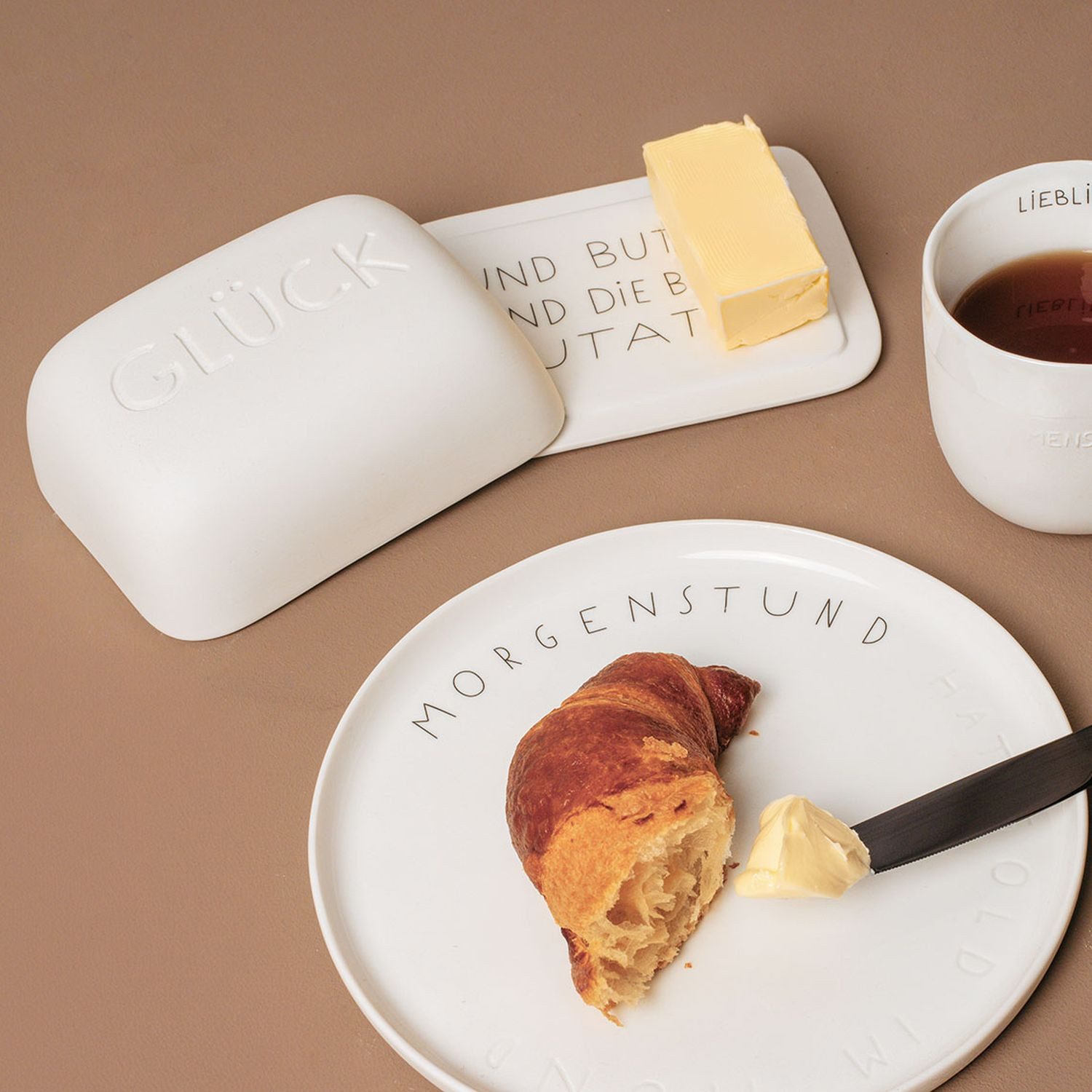 Räder Design Butterdose Guten Morgen Glück, Porzellan