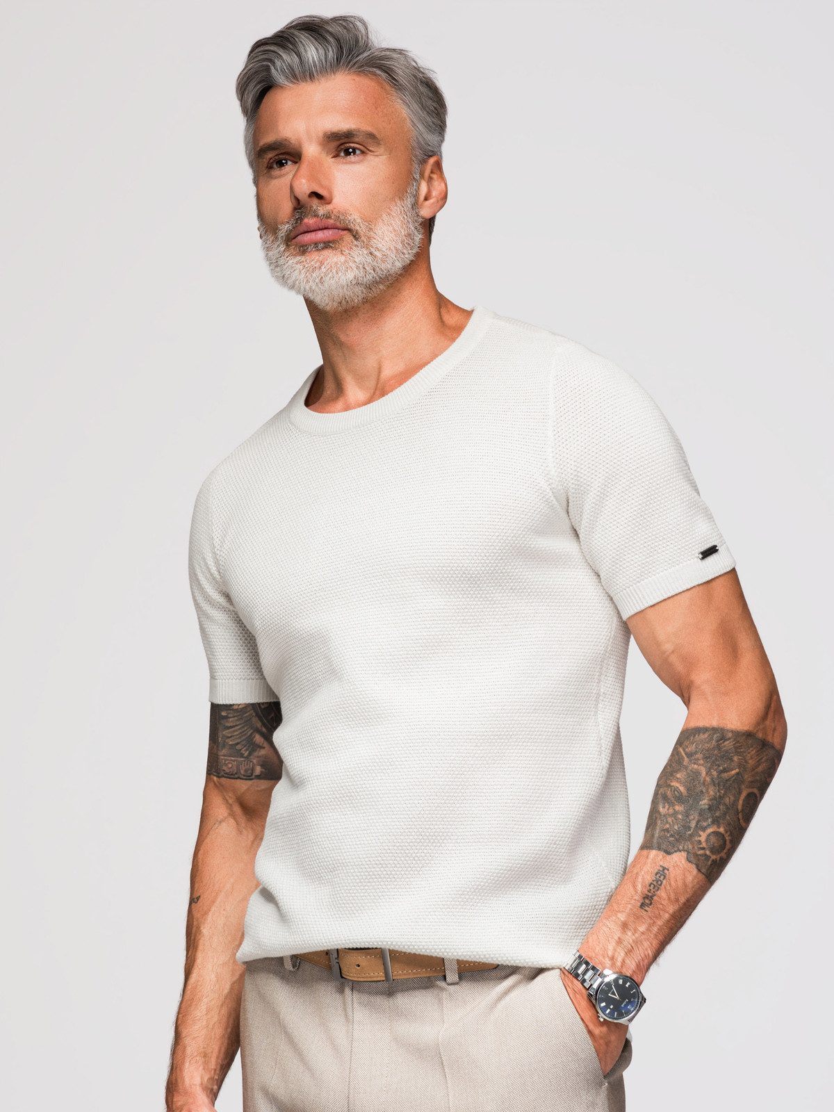 OMBRE T-Shirt Strick-T-Shirt mit zarter, feiner Struktur