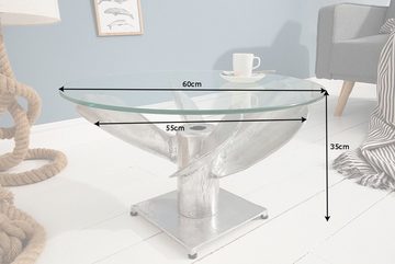 riess-ambiente Couchtisch OCEAN M Ø60cm transparent / silber antik (Einzelartikel, 1-St), Wohnzimmer · Glasplatte · rund · Maritim · Schiffsschraube · Metall