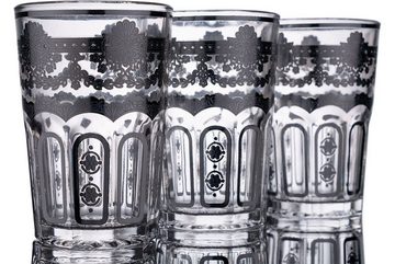 Dekonaz Gläser-Set Gemusterte Wasserglas Set, 12 Teilig, Glas, Silber