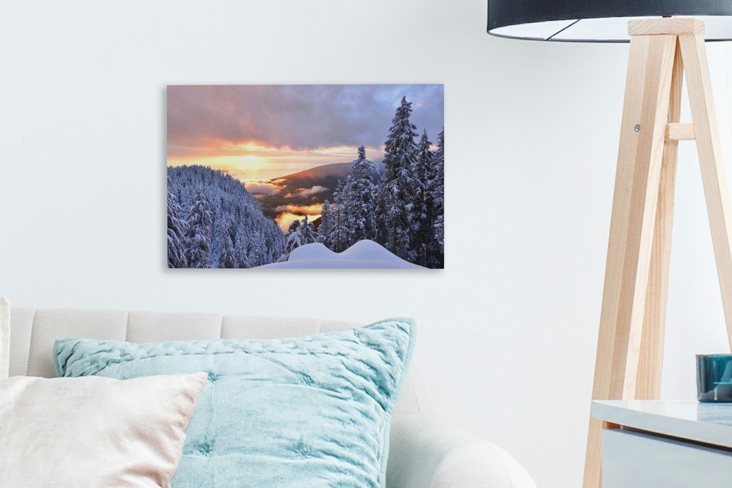 Leinwandbild Leinwandbilder, (1 Aufhängefertig, Sonnenuntergang Kanada, über OneMillionCanvasses® cm dem 30x20 St), nordamerikanischen in Grouse Wandbild Wanddeko, Mountain