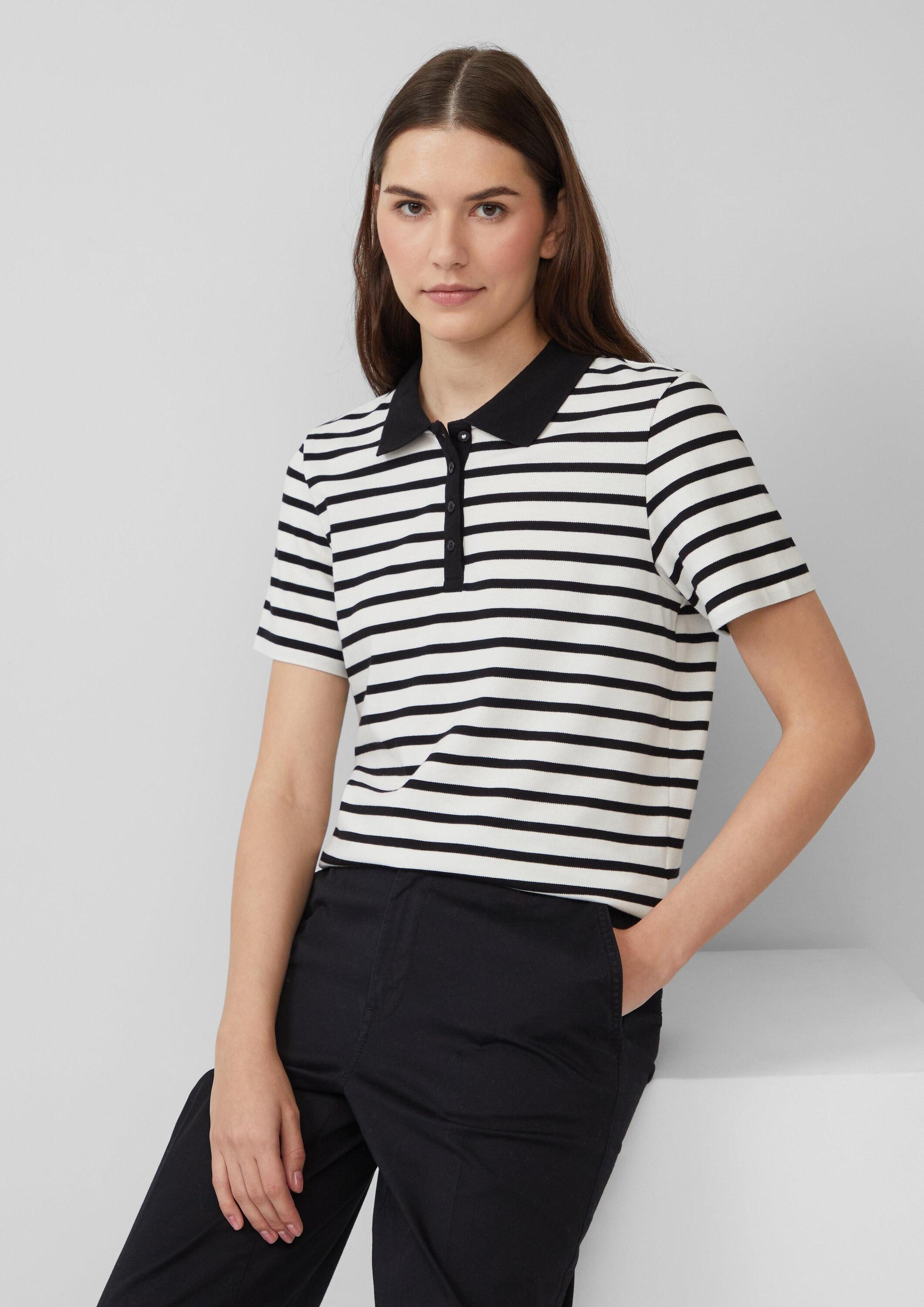 s.Oliver Kurzarmshirt Polo-Shirt Verkürztes Poloshirt aus Baumwollpiqué günstig online kaufen
