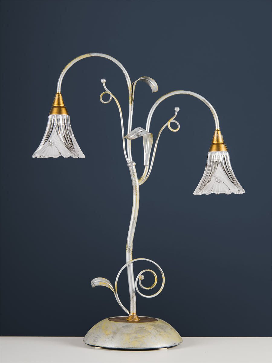 Helios Leuchten Tischleuchte florentiner Landhausstil Glas Bleikristall, Schreibtischlampe Nachttischlampe, italienisches Manufakturprodukt – Bild 2 von 5